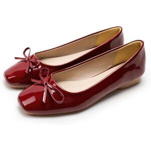 Dear Time Flat Shoes Women Red Leather Casual Foldable Ballet Comfortable Shoes
